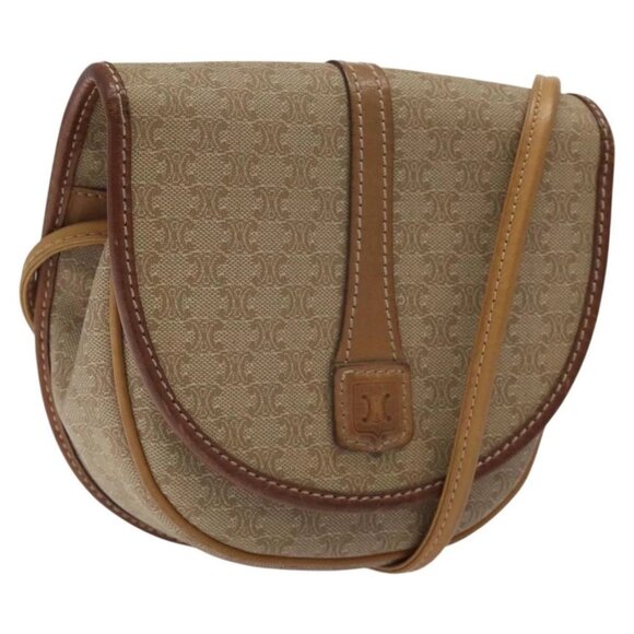 CELINE Macadam Canvas Shoulder Bag PVC Beige Gold - Picture 1 of 15